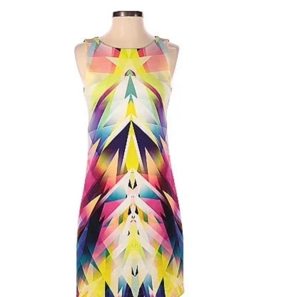 Nicolle Miller Artelier colorful Neopreno sleeveless stretch dress 2 - Picture 2 of 9